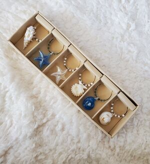 Cost Plus World Market Shell Wine Charms Set - Blue, White, Gold